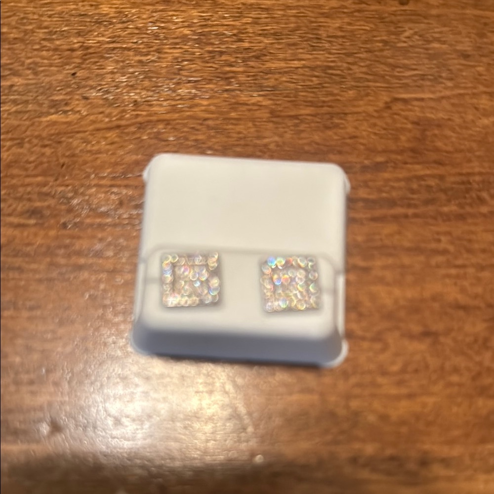 Moissanite Earrings, 925 Silver 0.50CTW Sparkling Square Stud Earrings